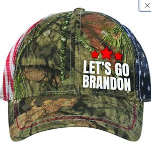 Let's Go Brandon Camo American Flag Embroidered Trucker Style Mesh Hat